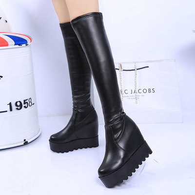 秋日時尚之選 賓如意馬丁靴松糕厚底過膝長靴